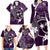 FSM Chuuk Family Matching Long Sleeve Bodycon Dress and Hawaiian Shirt Turtle Tropical Flowers Polynesian - Purple