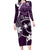 FSM Chuuk Family Matching Long Sleeve Bodycon Dress and Hawaiian Shirt Turtle Tropical Flowers Polynesian - Purple