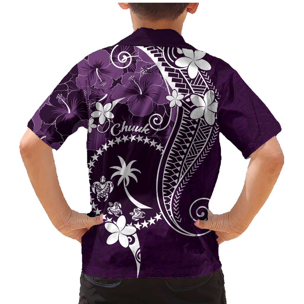 FSM Chuuk Family Matching Mermaid Dress and Hawaiian Shirt Turtle Tropical Flowers Polynesian - Purple