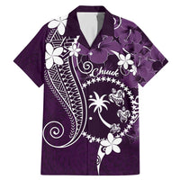 FSM Chuuk Family Matching Mermaid Dress and Hawaiian Shirt Turtle Tropical Flowers Polynesian - Purple