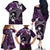 FSM Chuuk Family Matching Off The Shoulder Long Sleeve Dress and Hawaiian Shirt Turtle Tropical Flowers Polynesian - Purple