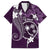 FSM Chuuk Family Matching Off The Shoulder Long Sleeve Dress and Hawaiian Shirt Turtle Tropical Flowers Polynesian - Purple