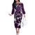 FSM Chuuk Family Matching Off The Shoulder Long Sleeve Dress and Hawaiian Shirt Turtle Tropical Flowers Polynesian - Purple