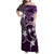 FSM Chuuk Family Matching Off Shoulder Maxi Dress and Hawaiian Shirt Turtle Tropical Flowers Polynesian - Purple