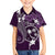 FSM Chuuk Family Matching Off Shoulder Short Dress and Hawaiian Shirt Turtle Tropical Flowers Polynesian - Purple