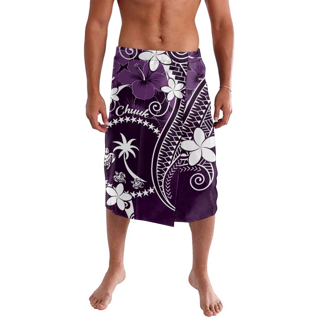 FSM Chuuk Lavalava Turtle Tropical Flowers Polynesian - Purple