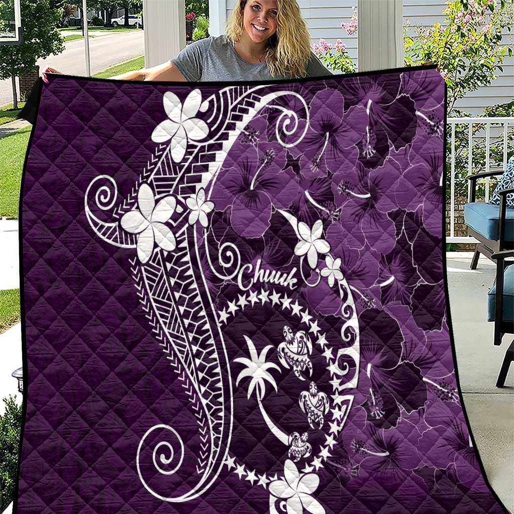 FSM Chuuk Quilt Turtle Tropical Flowers Polynesian - Purple