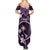 FSM Chuuk Summer Maxi Dress Turtle Tropical Flowers Polynesian - Purple