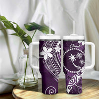 FSM Chuuk Tumbler With Handle Turtle Tropical Flowers Polynesian - Purple