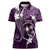 FSM Chuuk Women Polo Shirt Turtle Tropical Flowers Polynesian - Purple