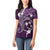 FSM Chuuk Women Polo Shirt Turtle Tropical Flowers Polynesian - Purple