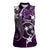 FSM Chuuk Women Sleeveless Polo Shirt Turtle Tropical Flowers Polynesian - Purple