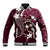 FSM Chuuk Baseball Jacket Turtle Tropical Flowers Polynesian - Pink