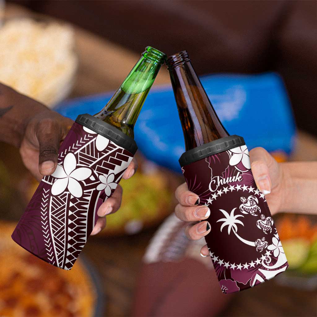 FSM Chuuk 4 in 1 Can Cooler Tumbler Turtle Tropical Flowers Polynesian - Pink