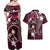 FSM Chuuk Couples Matching Off Shoulder Maxi Dress and Hawaiian Shirt Turtle Tropical Flowers Polynesian - Pink