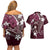 FSM Chuuk Couples Matching Off Shoulder Short Dress and Hawaiian Shirt Turtle Tropical Flowers Polynesian - Pink