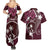 FSM Chuuk Couples Matching Summer Maxi Dress and Hawaiian Shirt Turtle Tropical Flowers Polynesian - Pink