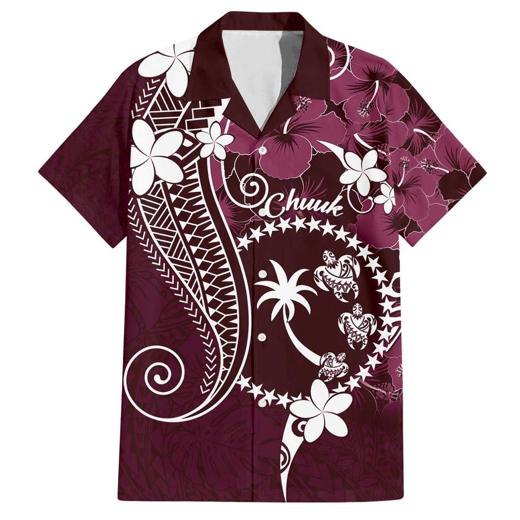 FSM Chuuk Family Matching Summer Maxi Dress and Hawaiian Shirt Turtle Tropical Flowers Polynesian - Pink