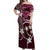 FSM Chuuk Off Shoulder Maxi Dress Turtle Tropical Flowers Polynesian - Pink