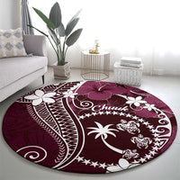 FSM Chuuk Round Carpet Turtle Tropical Flowers Polynesian - Pink