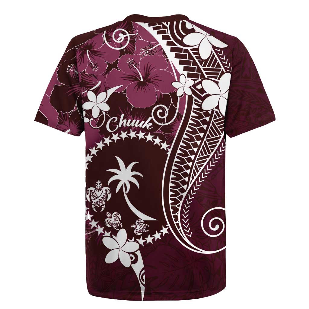FSM Chuuk Rugby Jersey Turtle Tropical Flowers Polynesian - Pink