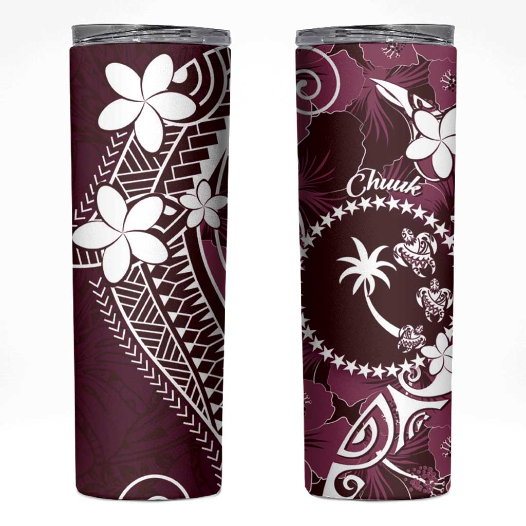 FSM Chuuk Skinny Tumbler Turtle Tropical Flowers Polynesian - Pink