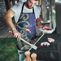 Personalized New Zealand Pukeko Christmas Apron Meri Kirihimete Taniko Ponga Koru Blue - Polynesian Pride