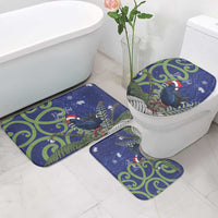 Personalized New Zealand Pukeko Christmas Bathroom Set Meri Kirihimete Taniko Ponga Koru Blue - Polynesian Pride