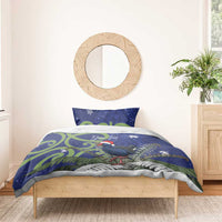 Personalized New Zealand Pukeko Christmas Bedding Set Meri Kirihimete Taniko Ponga Koru Blue - Polynesian Pride