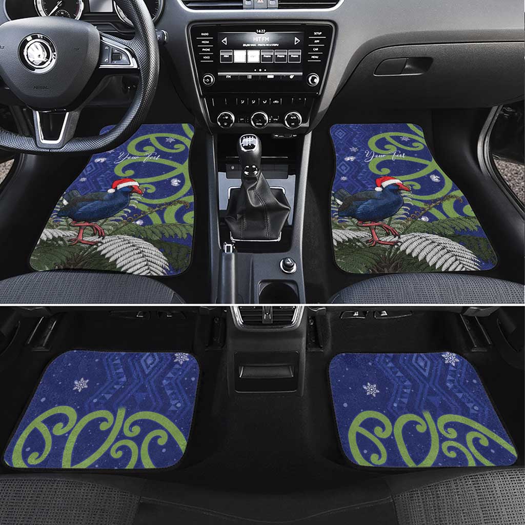 Personalized New Zealand Pukeko Christmas Car Mats Meri Kirihimete Taniko Ponga Koru Blue - Polynesian Pride