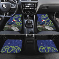 Personalized New Zealand Pukeko Christmas Car Mats Meri Kirihimete Taniko Ponga Koru Blue - Polynesian Pride