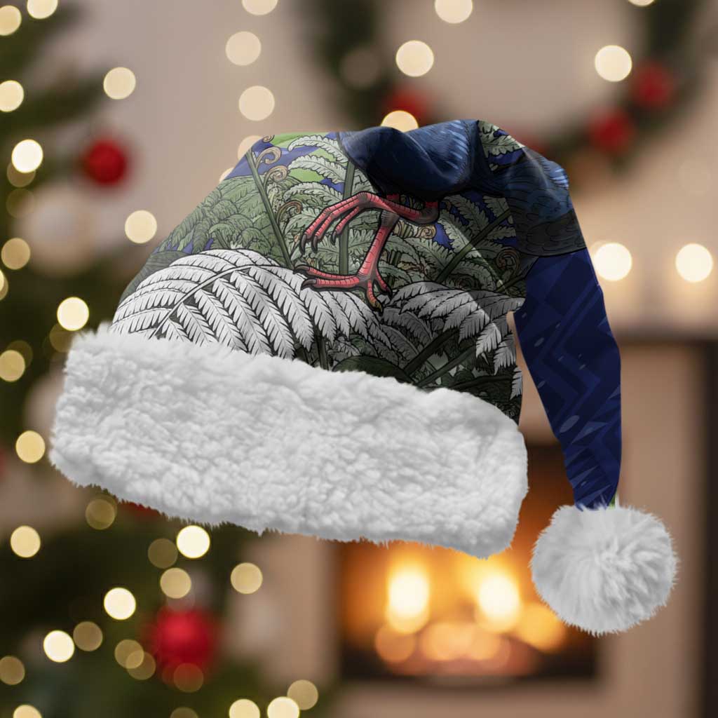 Personalized New Zealand Pukeko Christmas Santa Hat Meri Kirihimete Taniko Ponga Koru Blue - Polynesian Pride