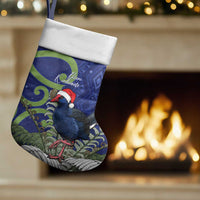 Personalized New Zealand Pukeko Christmas Stocking Meri Kirihimete Taniko Ponga Koru Blue - Polynesian Pride