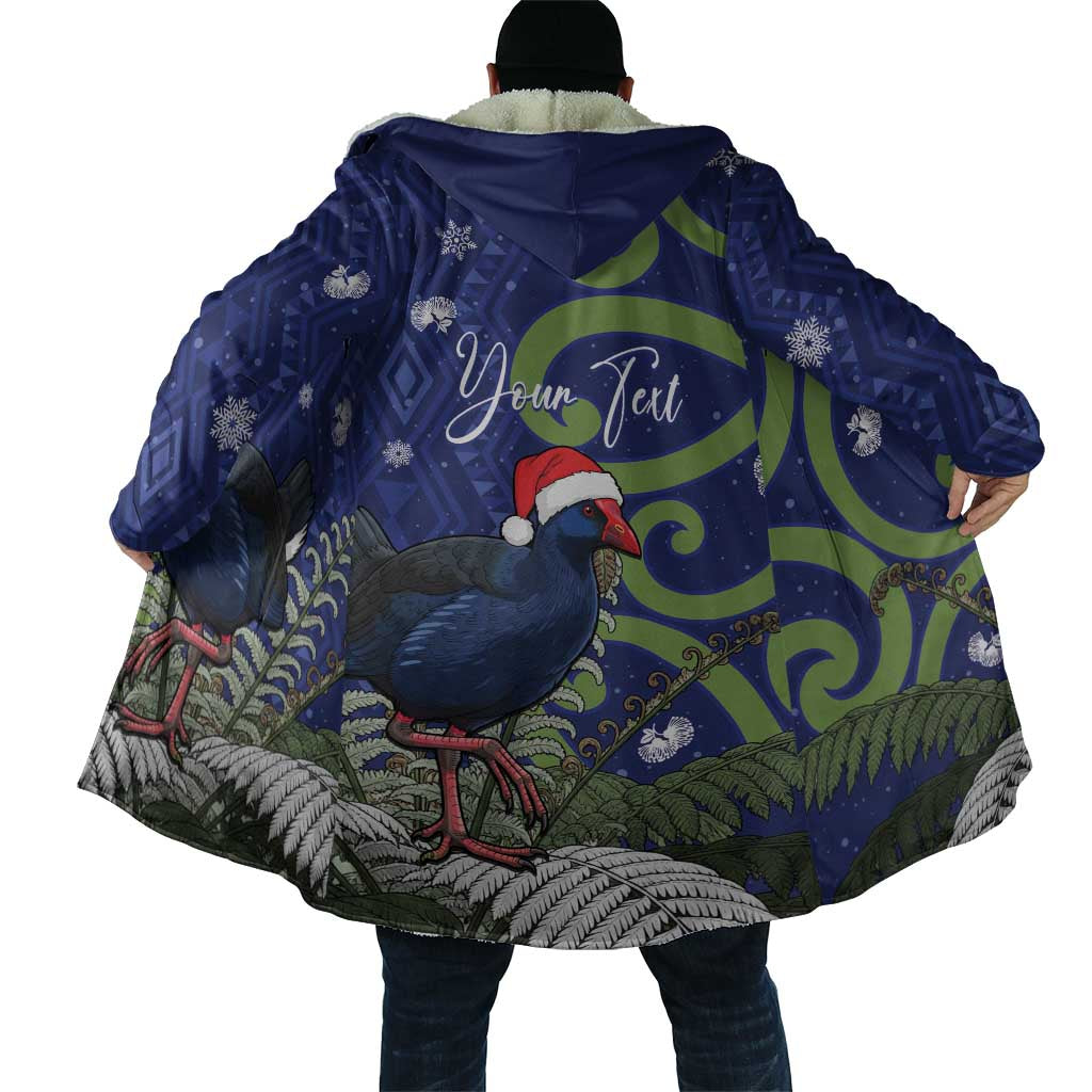 Personalized New Zealand Pukeko Christmas Cloak Meri Kirihimete Taniko Ponga Koru Blue - Polynesian Pride