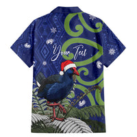 Personalized New Zealand Pukeko Christmas Family Matching Mermaid Dress and Hawaiian Shirt Meri Kirihimete Taniko Ponga Koru Blue - Polynesian Pride