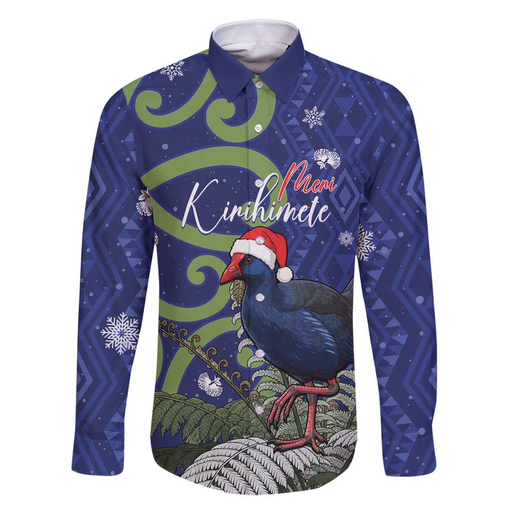 Personalized New Zealand Pukeko Christmas Family Matching Mermaid Dress and Hawaiian Shirt Meri Kirihimete Taniko Ponga Koru Blue - Polynesian Pride