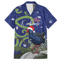 Personalized New Zealand Pukeko Christmas Family Matching Off Shoulder Maxi Dress and Hawaiian Shirt Meri Kirihimete Taniko Ponga Koru Blue - Polynesian Pride