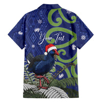 Personalized New Zealand Pukeko Christmas Family Matching Off Shoulder Maxi Dress and Hawaiian Shirt Meri Kirihimete Taniko Ponga Koru Blue - Polynesian Pride