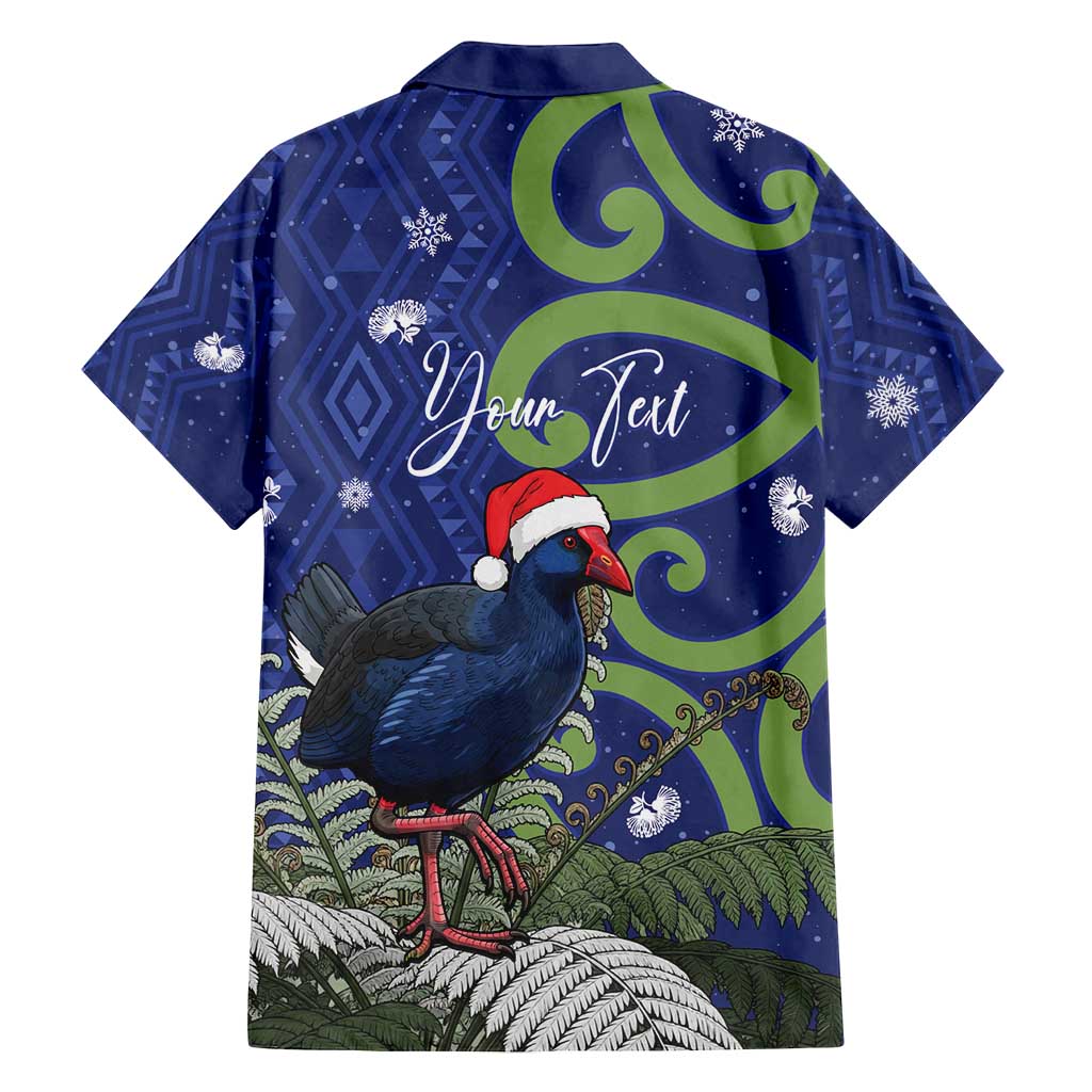 Personalized New Zealand Pukeko Christmas Family Matching Puletasi and Hawaiian Shirt Meri Kirihimete Taniko Ponga Koru Blue - Polynesian Pride