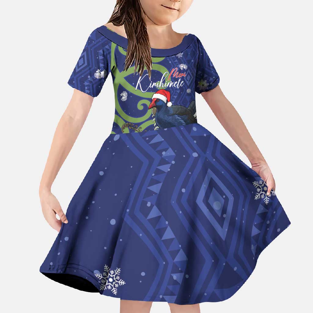 Personalized New Zealand Pukeko Christmas Family Matching Summer Maxi Dress and Hawaiian Shirt Meri Kirihimete Taniko Ponga Koru Blue - Polynesian Pride