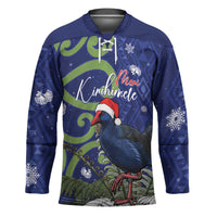 Personalized New Zealand Pukeko Christmas Hockey Jersey Meri Kirihimete Taniko Ponga Koru Blue - Polynesian Pride