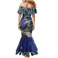 Personalized New Zealand Pukeko Christmas Mermaid Dress Meri Kirihimete Taniko Ponga Koru Blue - Polynesian Pride