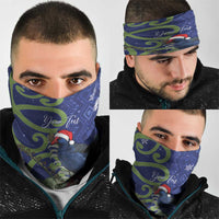 Personalized New Zealand Pukeko Christmas Neck Gaiter Meri Kirihimete Taniko Ponga Koru Blue - Polynesian Pride