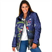 Personalized New Zealand Pukeko Christmas Padded Jacket Meri Kirihimete Taniko Ponga Koru Blue - Polynesian Pride
