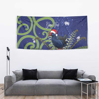 Personalized New Zealand Pukeko Christmas Tapestry Meri Kirihimete Taniko Ponga Koru Blue - Polynesian Pride