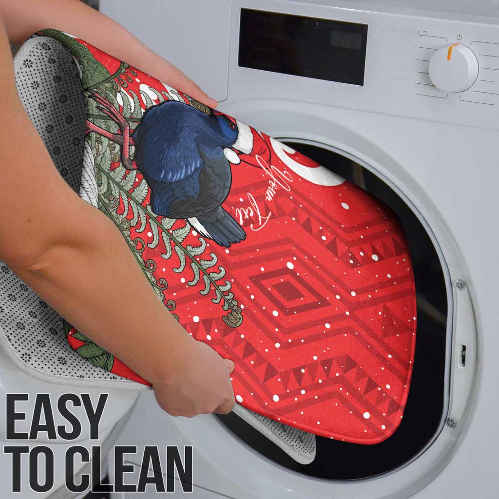 Personalized New Zealand Pukeko Christmas Bathroom Set Meri Kirihimete Taniko Ponga Koru Red - Polynesian Pride