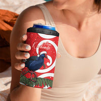 Personalized New Zealand Pukeko Christmas 4 in 1 Can Cooler Tumbler Meri Kirihimete Taniko Ponga Koru Red - Polynesian Pride