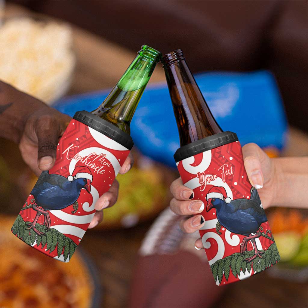 Personalized New Zealand Pukeko Christmas 4 in 1 Can Cooler Tumbler Meri Kirihimete Taniko Ponga Koru Red - Polynesian Pride