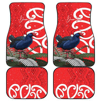 Personalized New Zealand Pukeko Christmas Car Mats Meri Kirihimete Taniko Ponga Koru Red - Polynesian Pride