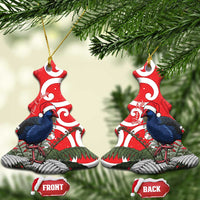 Personalized New Zealand Pukeko Christmas Ceramic Ornament Meri Kirihimete Taniko Ponga Koru Red - Polynesian Pride